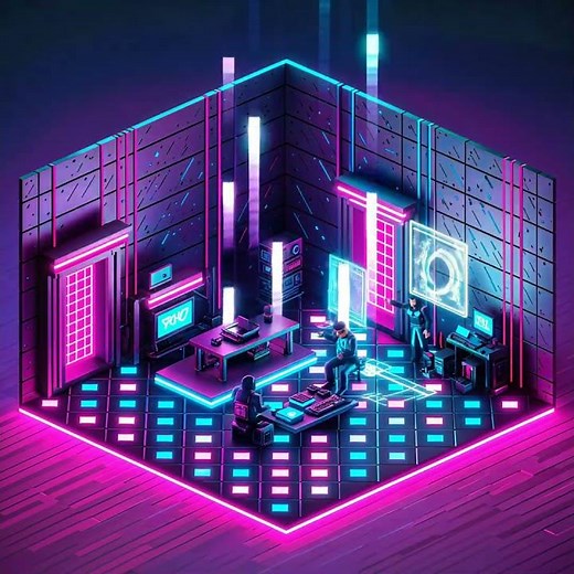 Cyberpunk Voxel Room Animation | Isometric Style