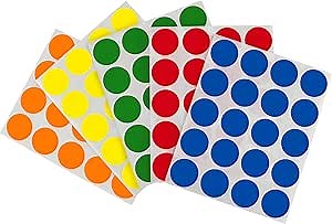 ChromaLabel 1 Inch Circle Sticker Labels, Easy to Write On Round Label Stickers, Removable Sticky Dots - 1200 Color Coding Stickers per Pack, 5 Assorted Standard Colors