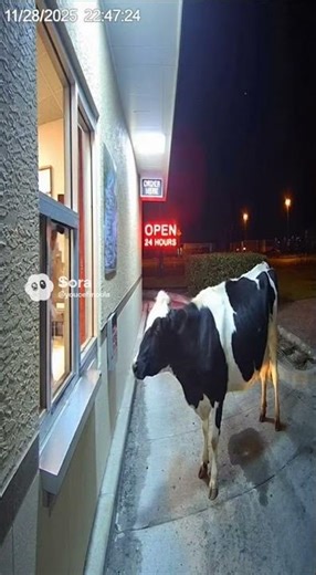 “Cow Shows Up at Drive-Thru Window – CCTV Footage!” #cctv #funny #funnyanimals #animals #memes #lol