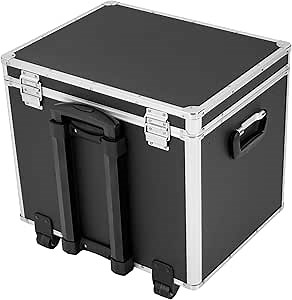 Locking Mobile File Box Letter/Legal Size File Chest, File Box with Lock Sturdy Wheels and Telescoping Handle, Portable Home Office Filing Cabinet for Heavy Files Transport