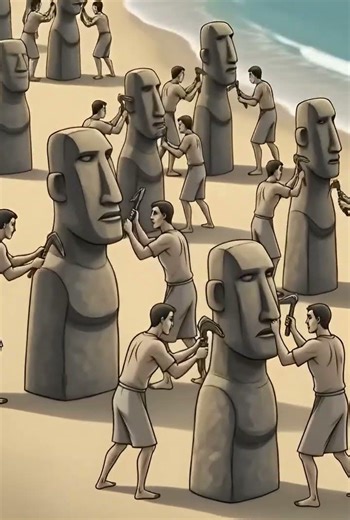Ancient Artisans Carving Moai Statues: The Craftsmanship of Rapa Nui #moaistatues #ai