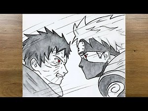How to draw kakashi and obito fighting Step-by-Step | Anime Drawing | Naruto