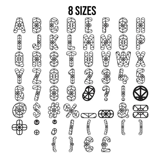 Spider Font Embroidery Design - Superhero Spider Web Font Alphabet Letters Numbers Numerals Outline Machine Embroidery Design Files -8 Sizes - Etsy UK