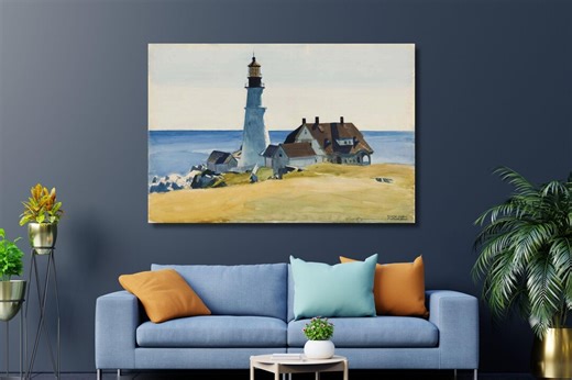 Edward Hopper Lighthouse and Buildings, Portland Head Canvas Print: Exhibition Poster, Home Decor - Etsy