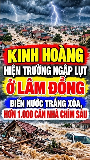 Terrifying FLOODING in Lam Dong: A vast sea of water, over 1,000 homes submerged #weather