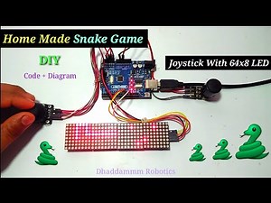 Home Made 🐍 Snake game Using Arduino uno with 🎮 Joystick ,MAX7219 Dot Matrix Led 64x8 with Diagram.