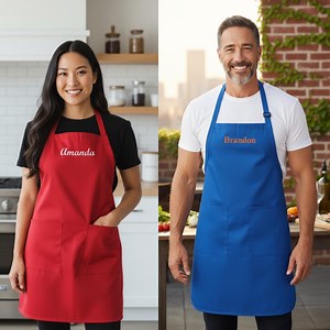 Personalized Cotton Apron Custom Embroidered Chef Name Cooking Gift Kitchen Twill Stain Resistant Adjustable Neck Pocket Design Baker - Etsy