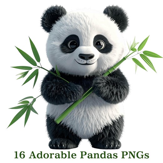 16 Adorable Pandas PNG Bundle, Cute Pandas With Bamboo Art, Kawaii Animal Clip Art, Watercolor Panda Illustrations, Transparent Background - Etsy