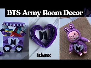 Bts room decor ideas 💜 *NO PRINTER* / Easy room decor ideas / how to make bts merch at home