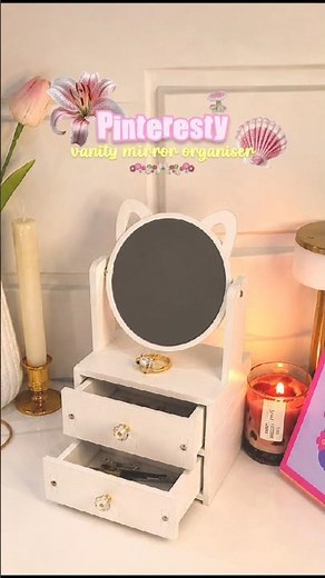 Aesthetic Vanity Mirror Organizer 😍🪞✨ | Cute Makeup Storage Find Under Budget