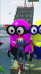 GTA 5 Epic Ragdolls | RED SPIDERMAN VS RED MINION VS GREEN MINION Spider-Man Jumps/Fails ep. 37