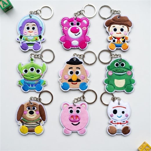 Disney Toy Story Embroidered Keychain Set, Buzz Woody Lotso Bear, Pixar Character Keychain, Cute Cartoon Bag Charm, Gift for Cartoon Fans - Etsy