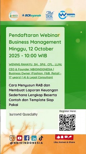 Daftar webinar 12 Oktober 2025 - Cara Membuat RAB & Laporan Keuangan Sederhana untuk UMKM
