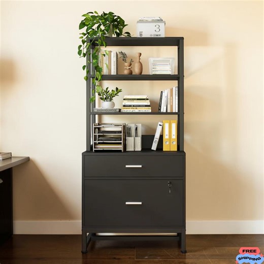 Lockable 2 Drawer File Cabinet Bookshelf Organizer - Etsy