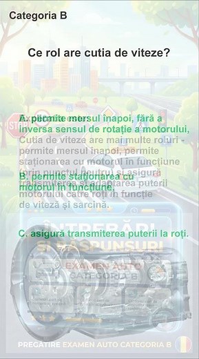 Întrebare de examen: Care este rolul real al cutiei de viteze?🚗🚨 #drpciv