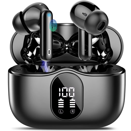 Wireless Earbuds, Bluetooth 5.4 Headphones Bass Stereo, Ear Buds with Noise Cancelling Mic LED Display, 36H Playtime in Ear Earphones, IP7 Waterproof Sport Headset for Android iOS