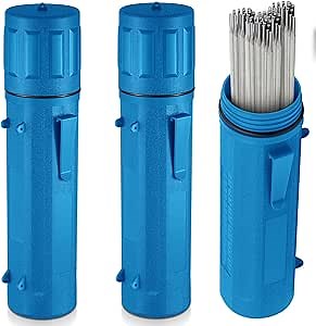 Zonon 2 Pcs Welding Rod Storage Tube 14 Inch Stick Electrode Storage Container Airproof Waterproof for Welding Rod Canister(Blue)
