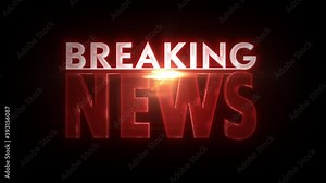 Breaking News Cyber Technology Background Animation/ 4k animation of a broadcast tv urgent information and live breaking news text with digital cyber technology texture effect