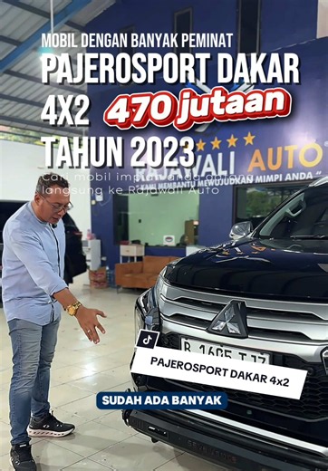 Dani081299292705 Pajero Sport Dakar 4x2 AT 2023 siap menemani perjalanan Anda dengan tampilan gagah, mesin diesel bertenaga, dan kenyamanan khas SUV premium. • Tahun 2023 • Pajak panjang sampai Maret • Kilometer baru 50 ribuan • OTR hanya Rp470 jutaan Dilengkapi mesin diesel 2.4L MIVEC Turbo 181 PS dengan transmisi otomatis 8-percepatan, memberikan tenaga besar namun tetap nyaman digunakan harian. Fitur unggulannya meliputi leather seat, paddle shift, dual zone climate control, electric parking 