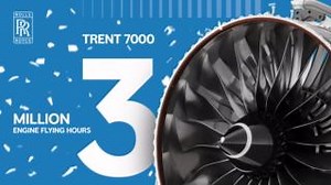We are celebrating 3 million engine flying hours for the #Trent7000 engine, which is equivalent to flying 60 million passengers and 30,000 times around the Earth! Find out more about the latest on the Trent 7000 here: https://ow.ly/z1aL50UFggl #RollsRoyce #PowerOfTrent | Rolls-Royce plc
