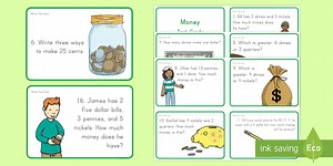 Second Grade Financial Literacy Task Cards