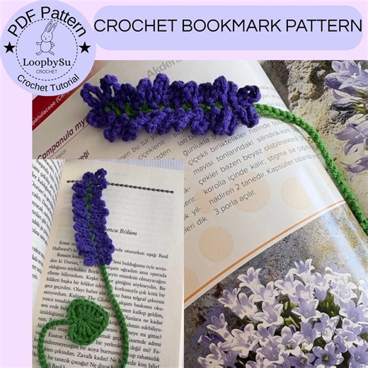 Beginner Friendly Crochet Lavender Bookmark Pattern: Flower Bookmark Tutorial (PDF) - Etsy