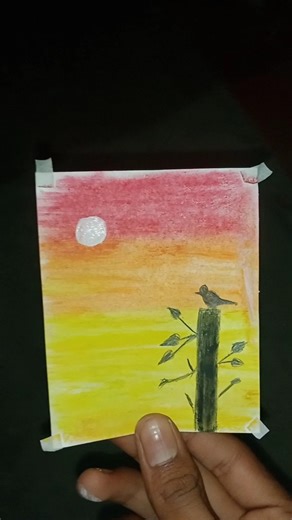 How To Draw Mini Sunset 🌅 Easy Drawing With Oil Pastel #shorts #art #drawing #painting