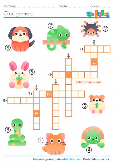 Crucigramas Fáciles para Niños. Descargar Libro de Crucigramas en PDF
