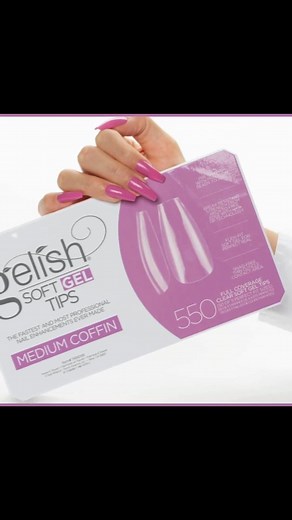 Gelish Soft Gel Tips look and feel like your own nails… only better! Made with a unique soft jelly-material that gives ultimate flexibility and durability, Gelish Soft Gel Tips are lighter than air and are designed to cover from the cuticle to free edge. Gelish Soft Gel Tips move with the contour of the natural nail for a perfect fitting, stronger and more break-resistant design. Available in SEVEN ready-to-wear styles, and eleven sizes providing an effortless fit and flawless look, not to menti