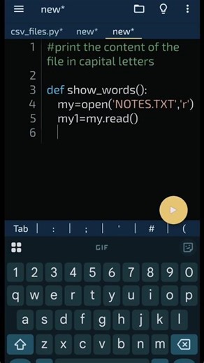 DISPLAY the file's content in CAPITAL after READING the FILE #python
