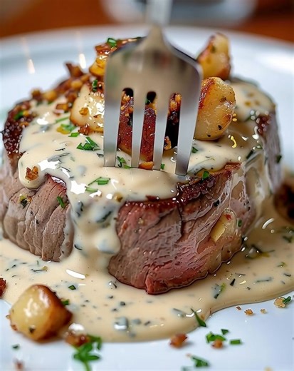 Filet Mignon with White Roquefort Sauce A rich, elegant dish that brings together tender pork and a creamy, bold Roquefort sauce—perfect for a cozy dinner or a special night in. Ingredients: Pork fillet mignon: 700g (cut into medallions) Roquefort: 120 g | The Cozy Spoon