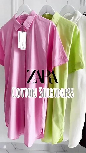 ZARA Cotton Shirtdress Rp160.000 Warna : Black, White, Pink, Lime Size : Lingkar Dada x Panjang M : LD104 x P89 cm L : LD106 x P91 cm XL : LD110 x P92 cm Error Size Tolerence 3-4 cm MUST HAVE❤️‍🔥❤️‍🔥 100% Original Retail $69.95 (Rp. 1,082,787) ✅Complete Label & Handtag WORTH THE PRICE Style & fitting nya cakep banget🥺❤️‍🔥 Feminine atau casual bisa masuk, tinggal sesuaikan dengan paduannya🥰 Material 100% soft cotton. Sejuk, lembut & tidak gerah. Details : - Button-front collar. - Short sleev