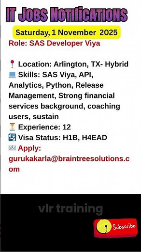 SAS Developer Viya November 1, 2025