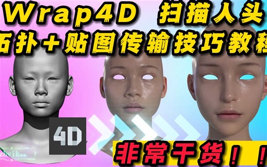 【Wrap4D技巧教程】包裹拓扑+贴图传输Wrap4D技巧教程