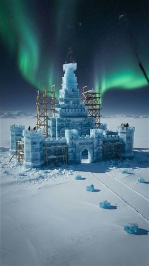 Building a Giant Ice Castle in Timelapse #ice #winter