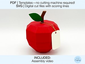 3D Apple Box SVG Cutting File. Printable PDF. Teacher Gift. Back to School Treat Box. DIY Favor Box. Digital Cut Files. Cricut Template. - Etsy