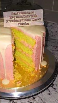 Key Lime Cake with Strawberry Cream Cheese Frosting #youtubeshorts #keylimecake