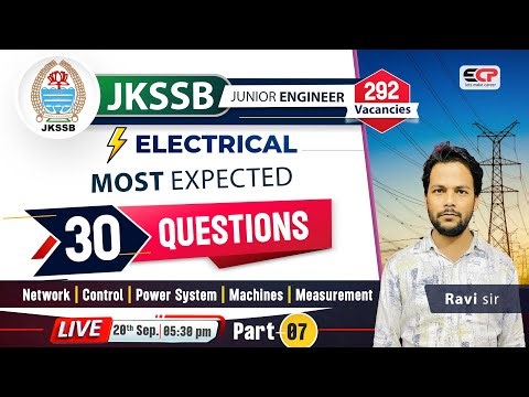 🎯 JKSSB JE Electrical 30 Most Expected Questions Series Part-7 | LIVE @5:30PM | ECP