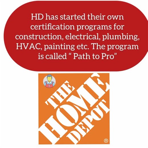 The World of Electricians 💡⚡️ on Instagram: "Would you take these classes? - Home Depot’s Path to Pro Skills Program is a free, on demand training initiative that teaches the fundamentals of key trades such as construction, electrical, plumbing, HVAC, and painting. The goal is to help people gain entry level skills and connect with employers through the Path to Pro Network. While it doesn’t grant state recognized licenses, it provides completion certificates and a starting point for careers in