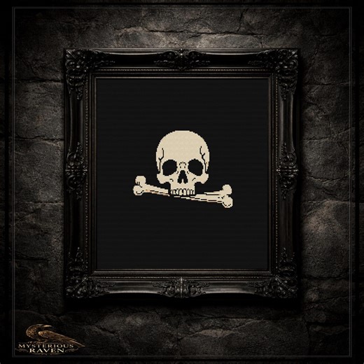 Skull and Crossbones Cross Stitch Pattern | Pirate Skull Embroidery PDF | Minimal Gothic Bone Design - Etsy