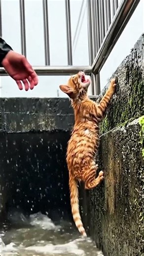 A Kind Man Saves a Hanging Cat #cat #wildliferescue #animal