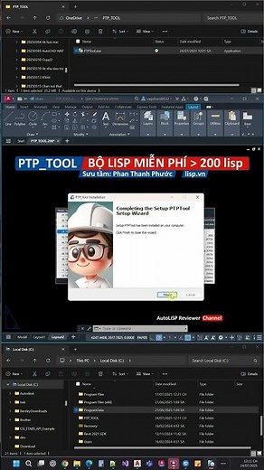 Tải miễn phí 200 lisp AutoCAD | Bộ lisp PTP_TOOL cài đặt nhanh gọn | AutoLISP Reviewer