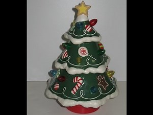 Hallmark Musical Ceramic Christmas Tree Rotates Lights Up Retired Light Sound Motion