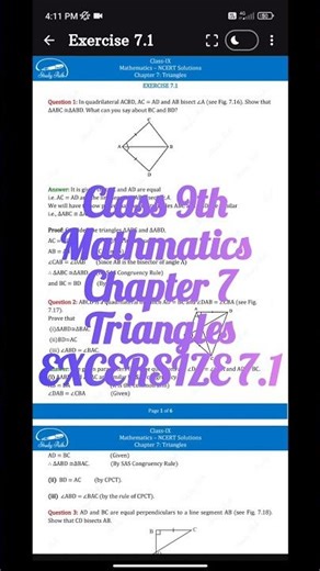 Chapter 7 Triangles Exercise 7.1 Class 9 Maths – Full Solution