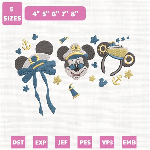 Disney Cruise Mickey Machine Embroidery File, Magic Kingdom Design (instant Download) - Etsy