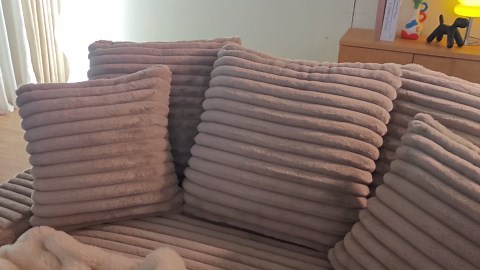 64" W Oversized Chaise Daybed Lounge Sleeper Sofa Extra Wide Cloud Sofa&Couch, Luxury Plush Corduroy Upholstered Loveseat Couch Deep Seat Living Room Queen Size Sofabed W/5 Pillows for Home/Apartment