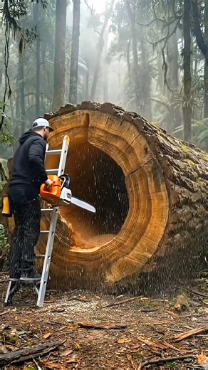 $20k Building a cozy home inside a fallen tree trunk Transforms #rggraphic | RG Graphic