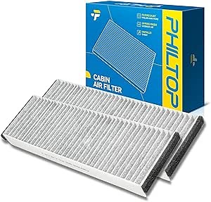 PHILTOP Cabin Air Filter, Replacement for CF10208, 2005-2008 A6 Quattro, 2009-2011 A6 Quattro, 2006-2011 A6, 2005-2011 A6 Quattro, Cabin Filter with Activated Carbon Filter Up Dust Pollen Odor