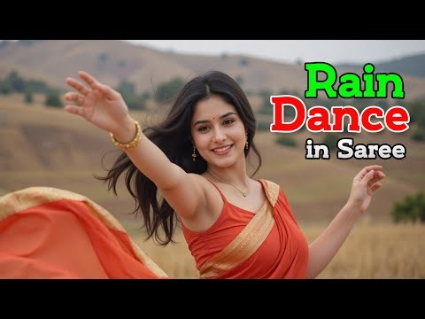 Rain Dance in Saree | Mountain Beauty Dancing in Monsoon Magic 🌧️💃