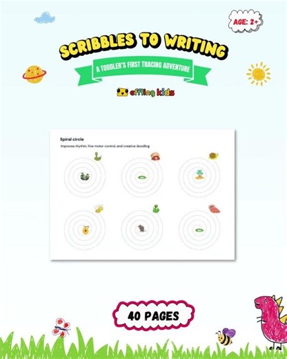Scribbles to Writing Worksheet PDF Bundle #toddlerworksheets